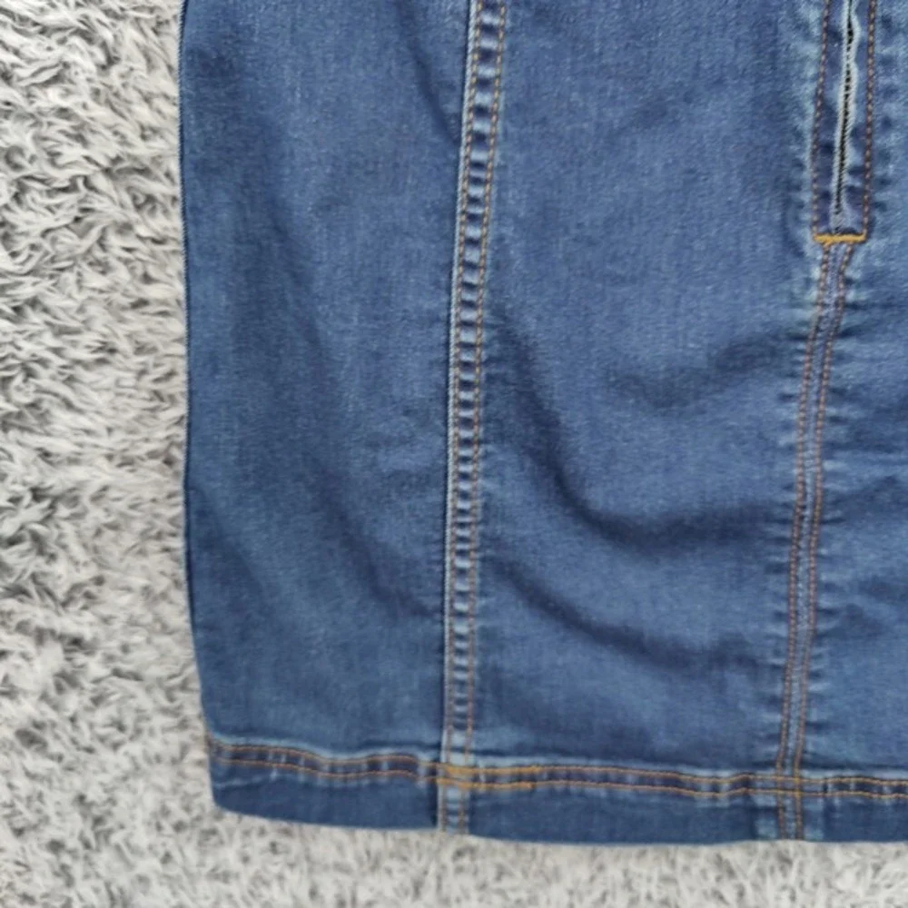 Free People Women Y2K Boho Indie Festival Minimal Denim Mini Skirt 8 Blue Seamed